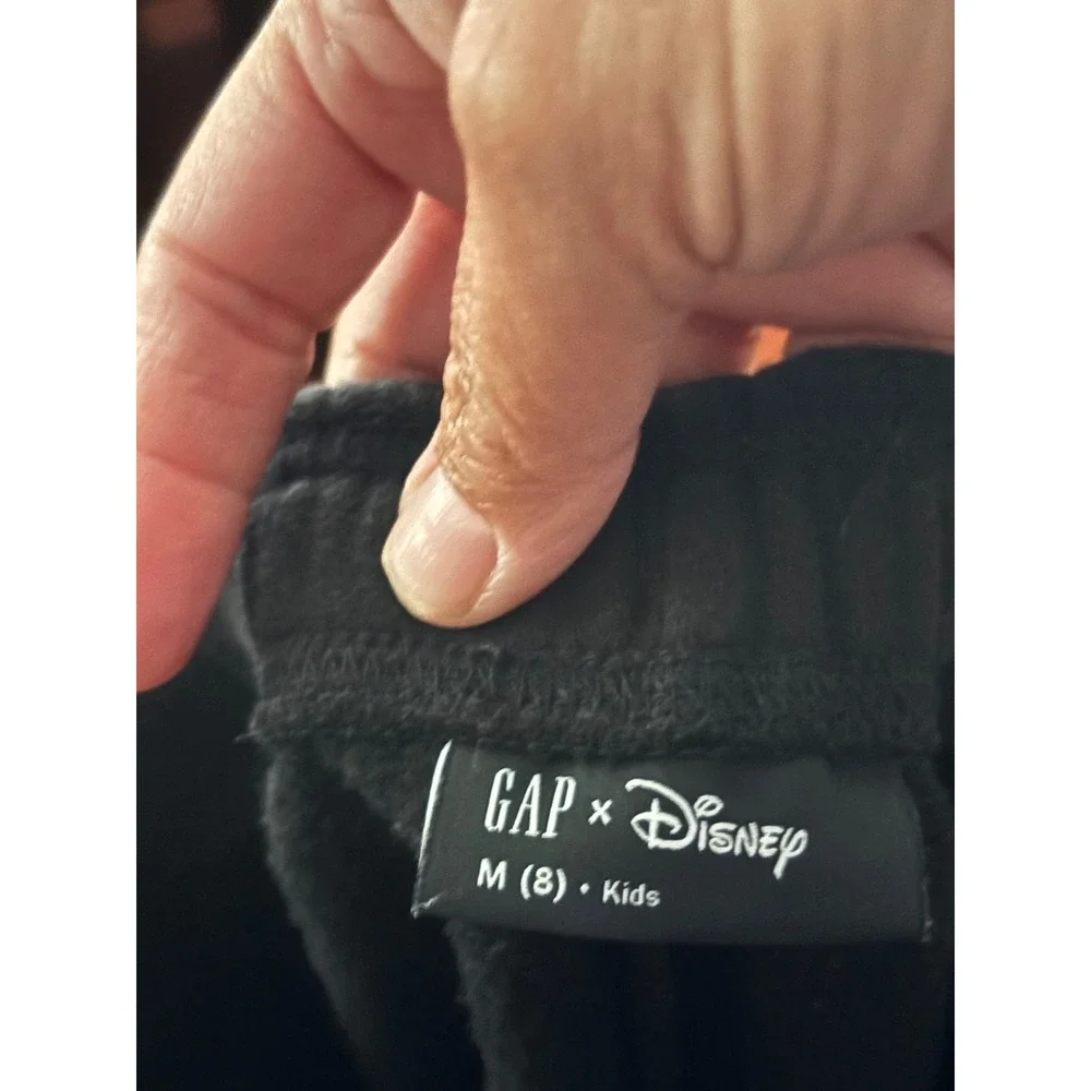 GAP x Disney Kids Mickey Mouse Logo Sweatpants Black Joggers Size M 8